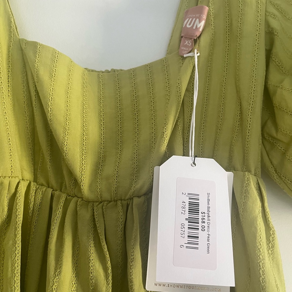 Chic Lime Green Puff Sleeve Mini Dress - Picture 2 of 2